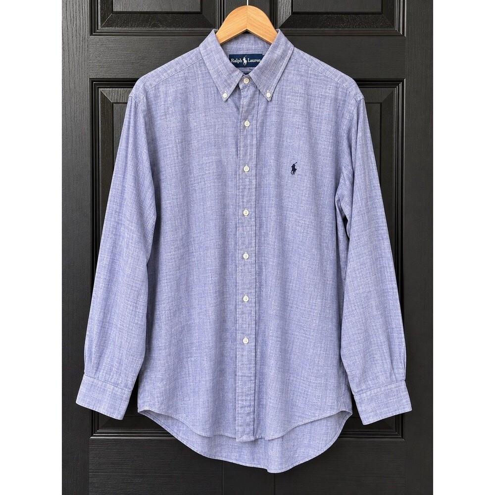Ralph Lauren Yarmouth Men's XL Blue Plaid Button Down Shirt Preppy Old Money